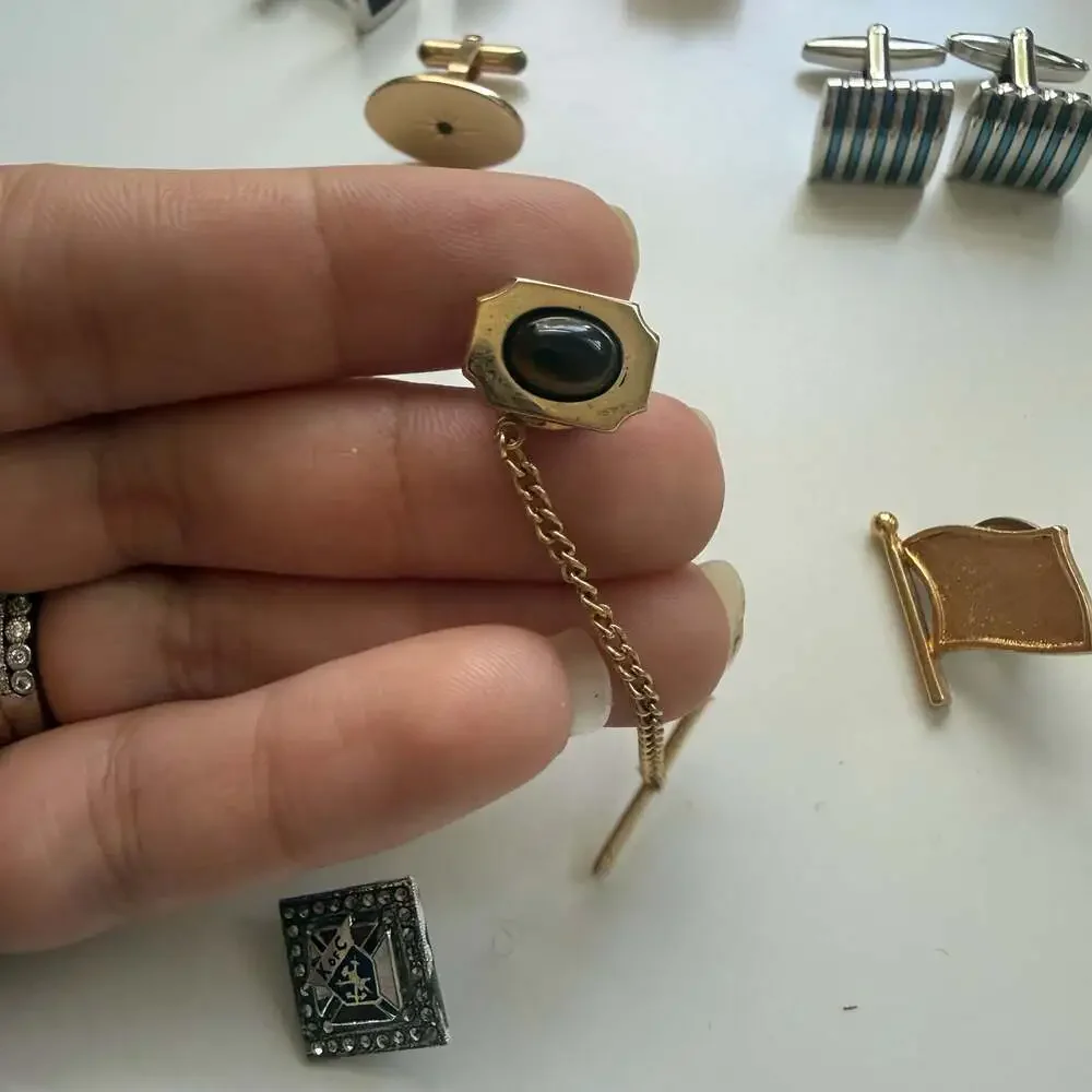 Vintage Assorted Men's Cufflinks and Tie Accessories Lot